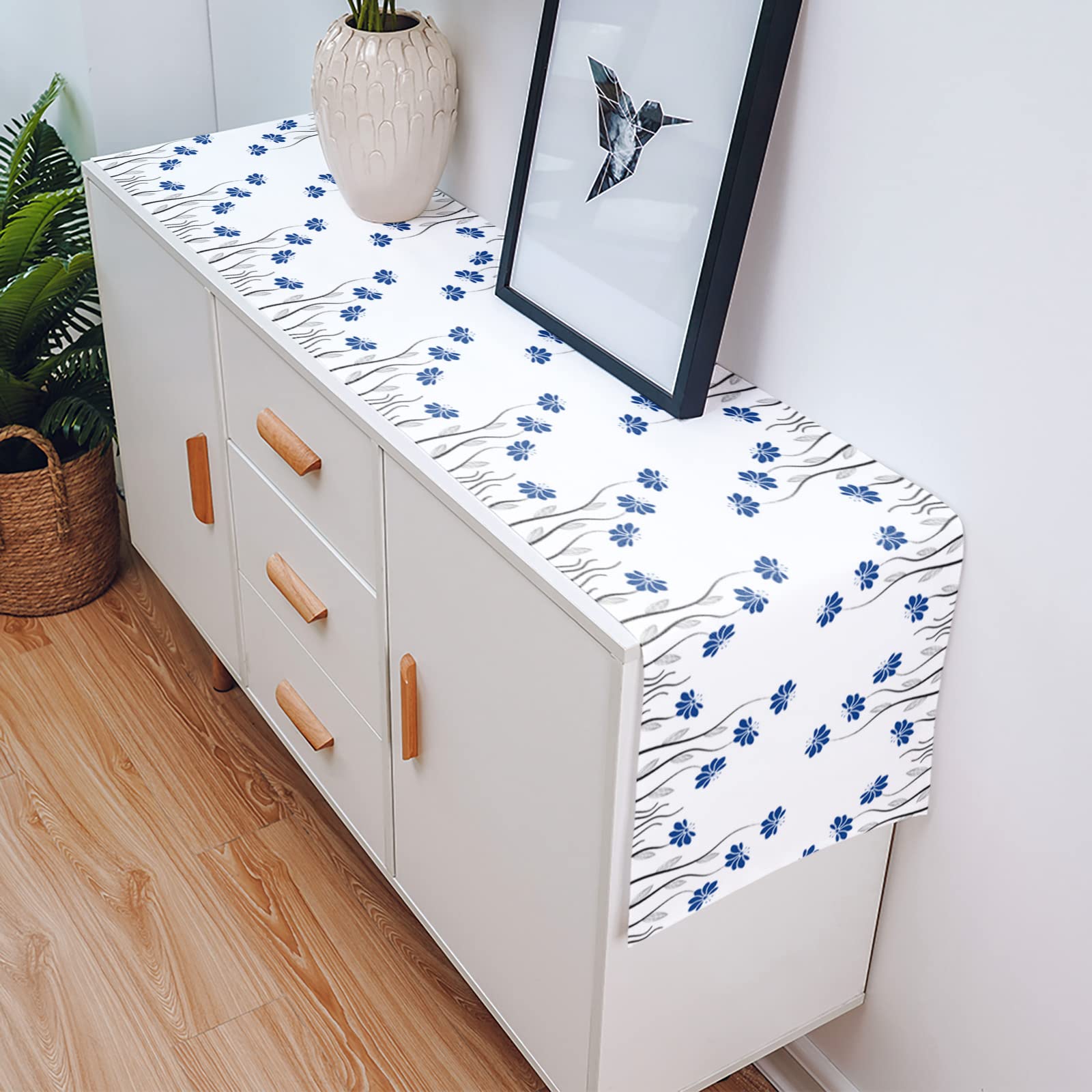 Amazon｜テーブルランナー テーブルセンター ネイビーブルーの花 花柄